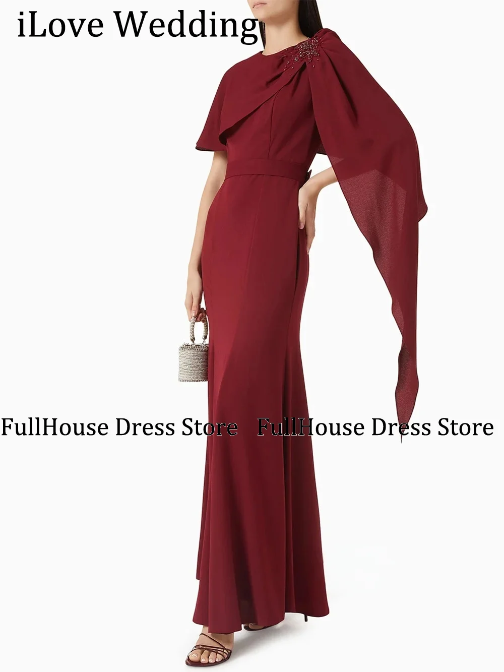 Custom Made Classic Burgundy Jersey Straight Formal Evening Gown Floor Length Bridal Prom Dress for Wedding Party