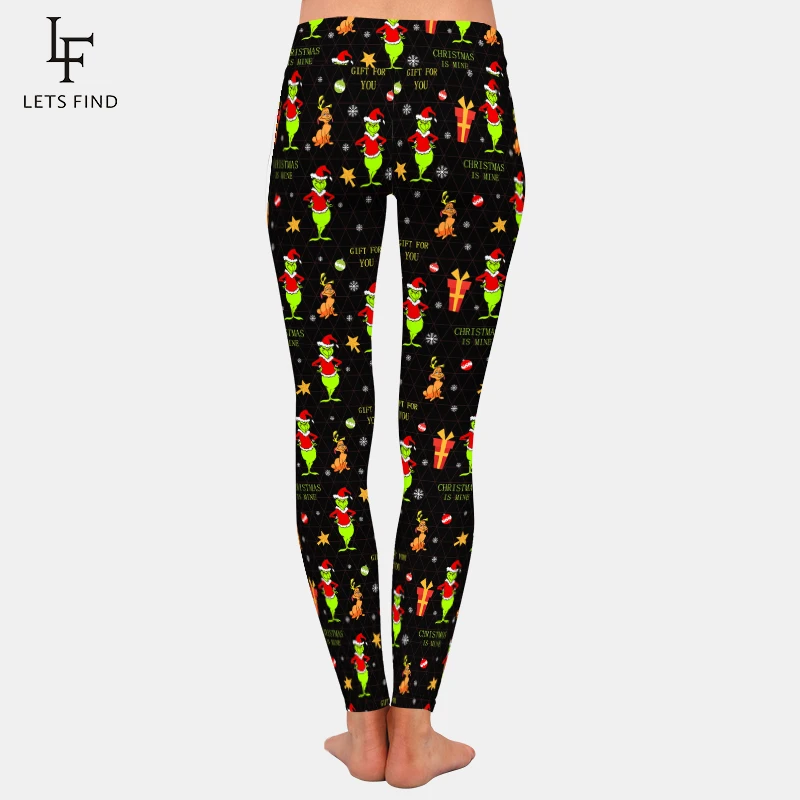 LETSFIND New Workout Leggings Fashion Women High Waist Christmas Print Black Leggings