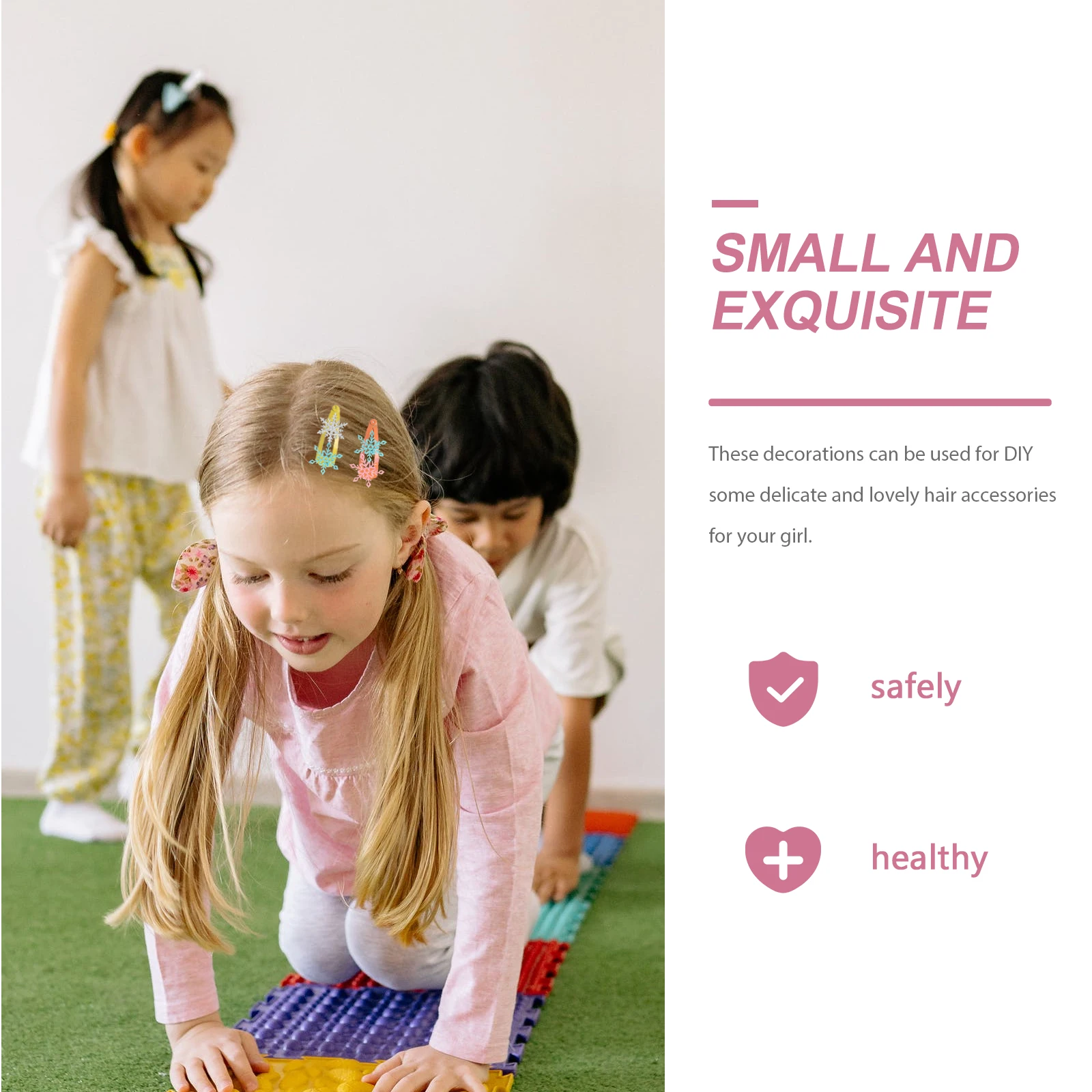 

50Pcs DIY Hair Clip Material Snowflake Patch Mini Decorative Pieces for Clothing Accessories Hairpins Cellphone Shell DIY