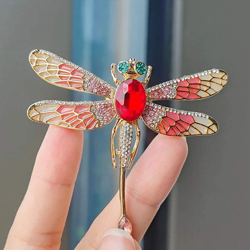 New Creative High End Retro Painted Dragonfly Brooches for Women and Men 2 Colors High Quality Insect Series Brooch Pins Gifts