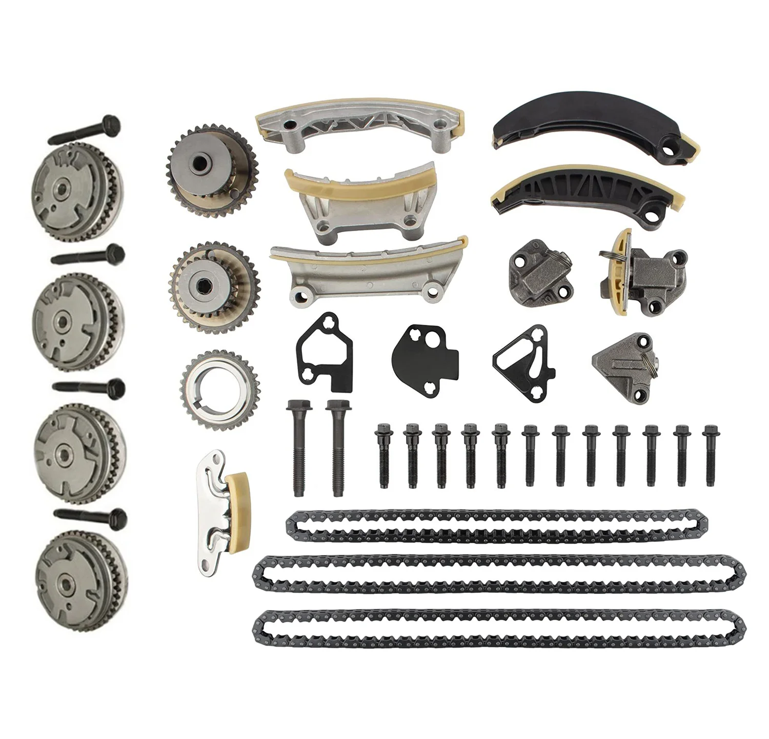 Timing Chain Kit 12633452 12633451 12609260 12609258 12609262 9-0753S Fit 06-17 Cadillac Buick Pontiac 3.6L w/Camshaft Cam Gears