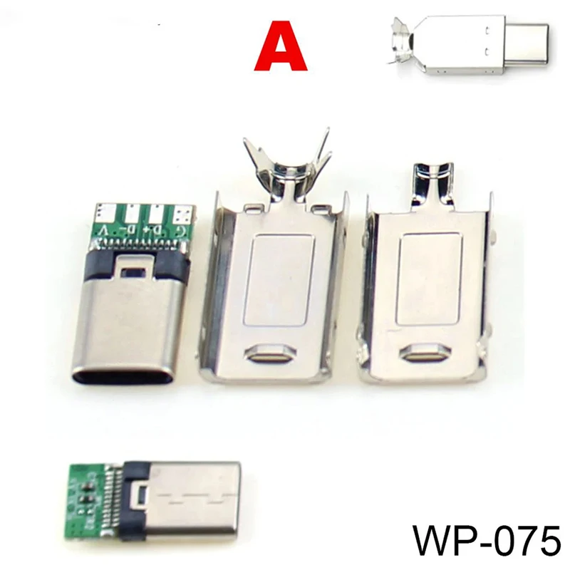 1-5PCS 24P Männlichen USB 3,1 Typ C Jack Ladestecker Schweißen USB-C 3 In 1 große Strom Stecker Mit Metall Fall Abdeckung Solder – Detail 3