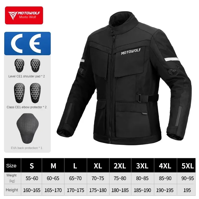 MOTOWOLF Motorcycle Jacket Men's Winter Warm Waterproof Breathable Racing Jacket Rider Motorcycle Brigade Off-road Rally Jacket