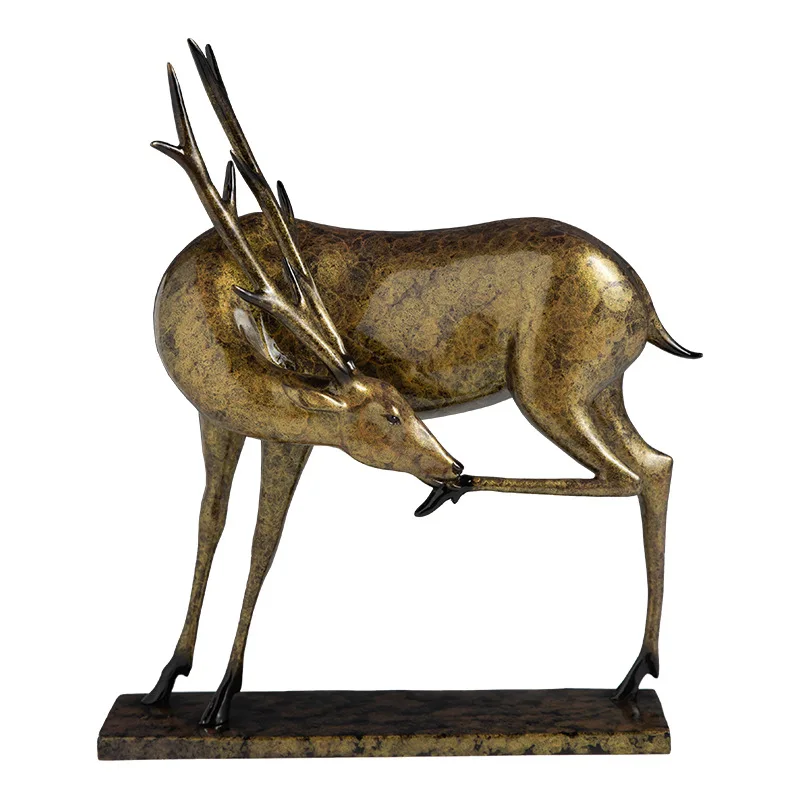 

Brass ornaments sublimate sika deer all the way Chinese home living room wine cabinet entrance desktop new home decoration gifts