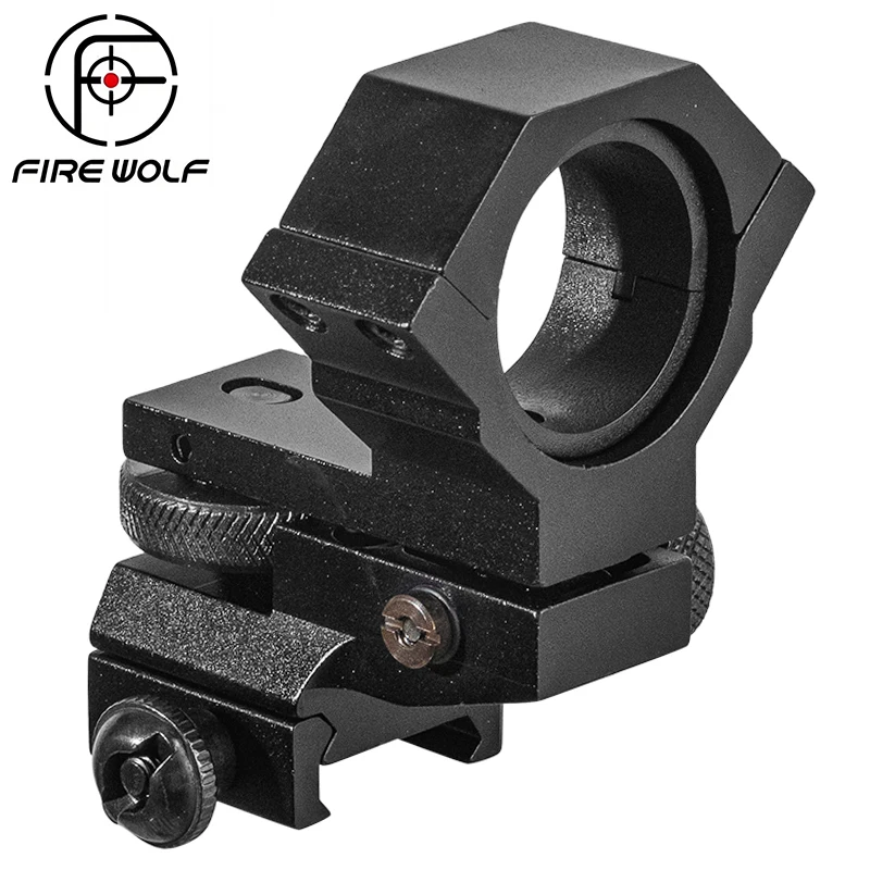 FIRE WOLF 30mm/25mm Ring Adjustable Windage Elevation Rifle Scope Low Mount Sight Flashlight Clamps Hunting Holder