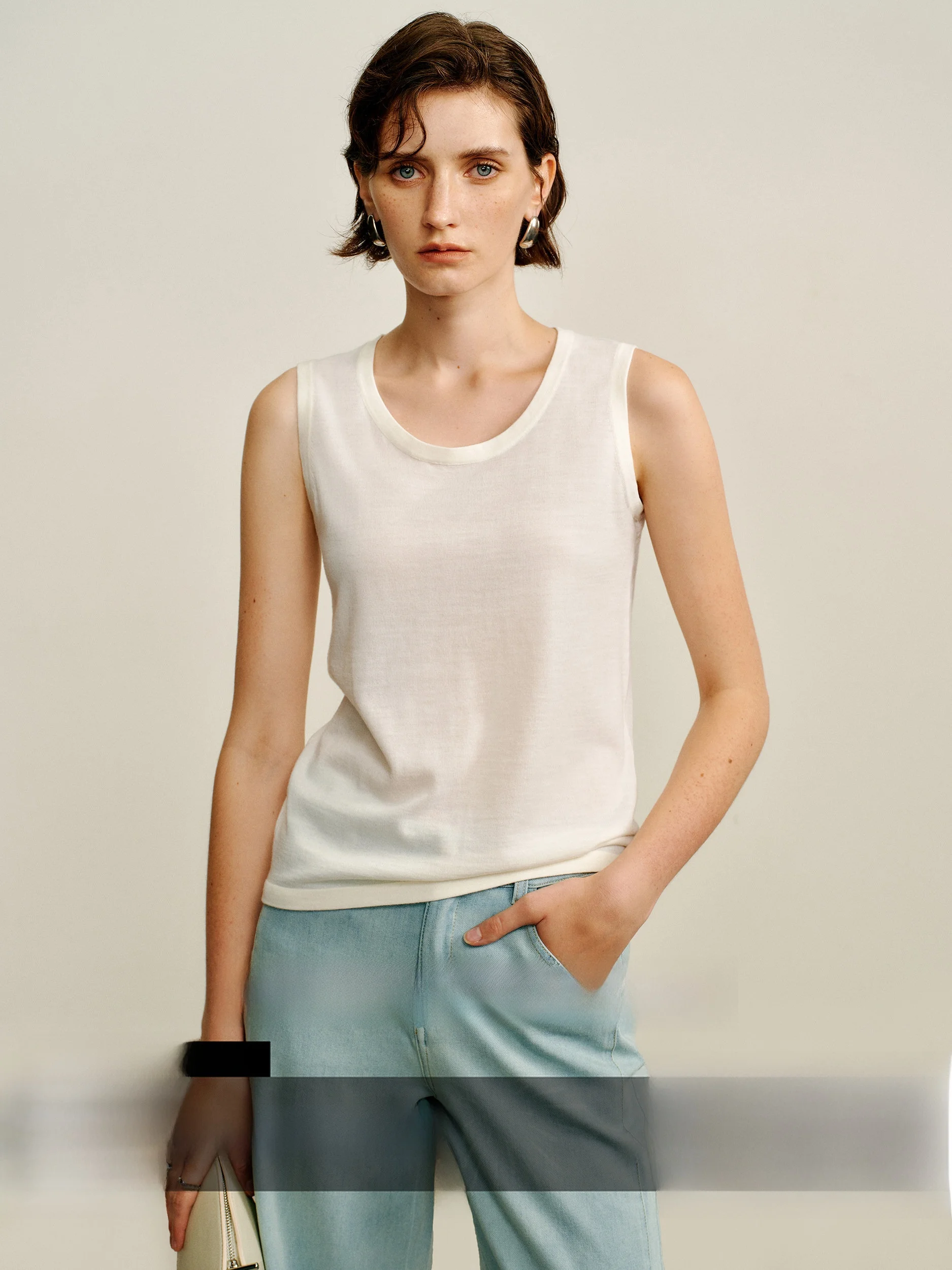 

CA Cry Knitted Vest Fine Spun 60-Strand Wool Slim Fit Svel round Ne Women's Winter Base Layer Csole