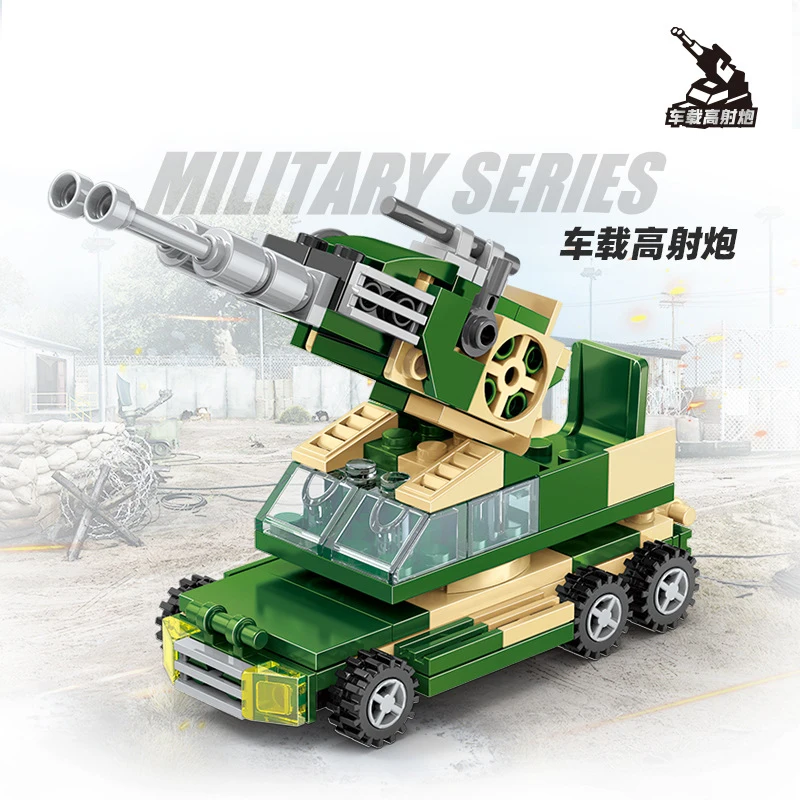 2024 WW2 Military Building Blocks Army Weapons Anti-Aircraft(AA) Gun Model Air Defense Missil Armor Vehicle Bricks Toy Boy Gifts