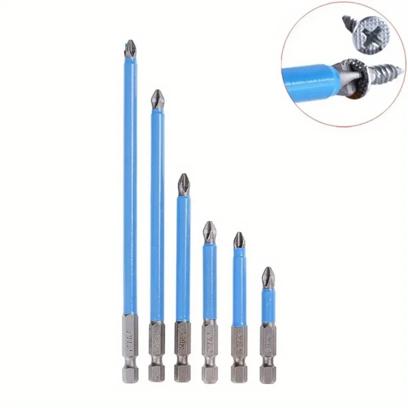 6PCS  PH2 Phillips Head Screwdriver Drill Bit Hex Shank Magnetic Non Slip Long Reach Precision Screw Bits Electric Tools