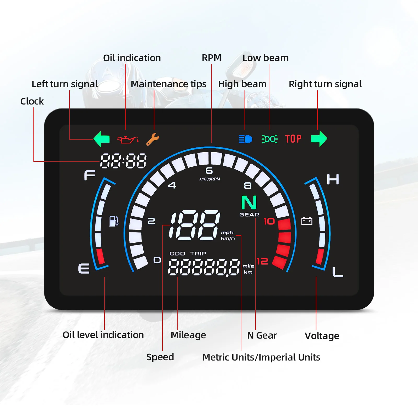 2023 New Motorcycle Digital Speedometer For Honda EX5 Dream/EX5 Ipowed Motobike Dashboard Fuel Level Gauge Voltage RPM Speed