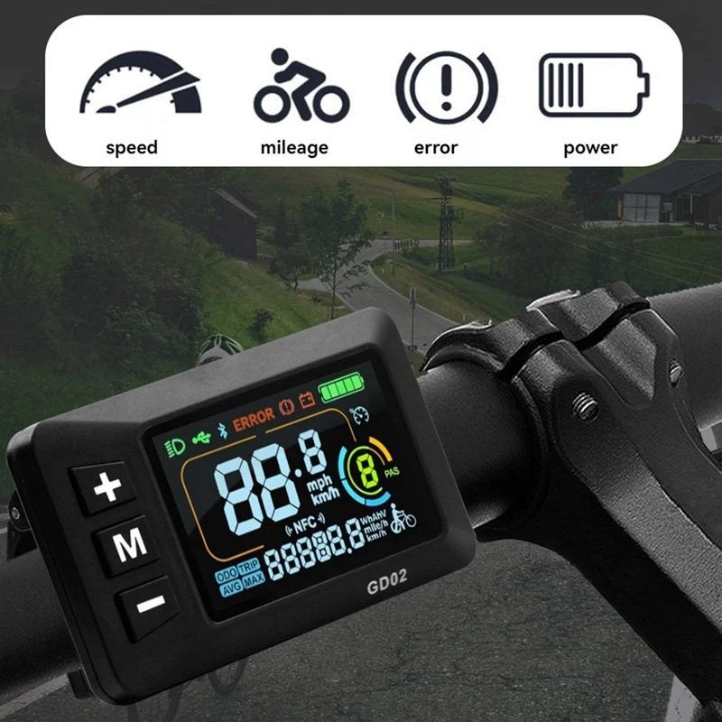 LCD-GD02 Electric Bike LCD Display Meter  Dashboard Display Panel 24V 36V 48V 52V 60V For Electric Scooter 5PIN