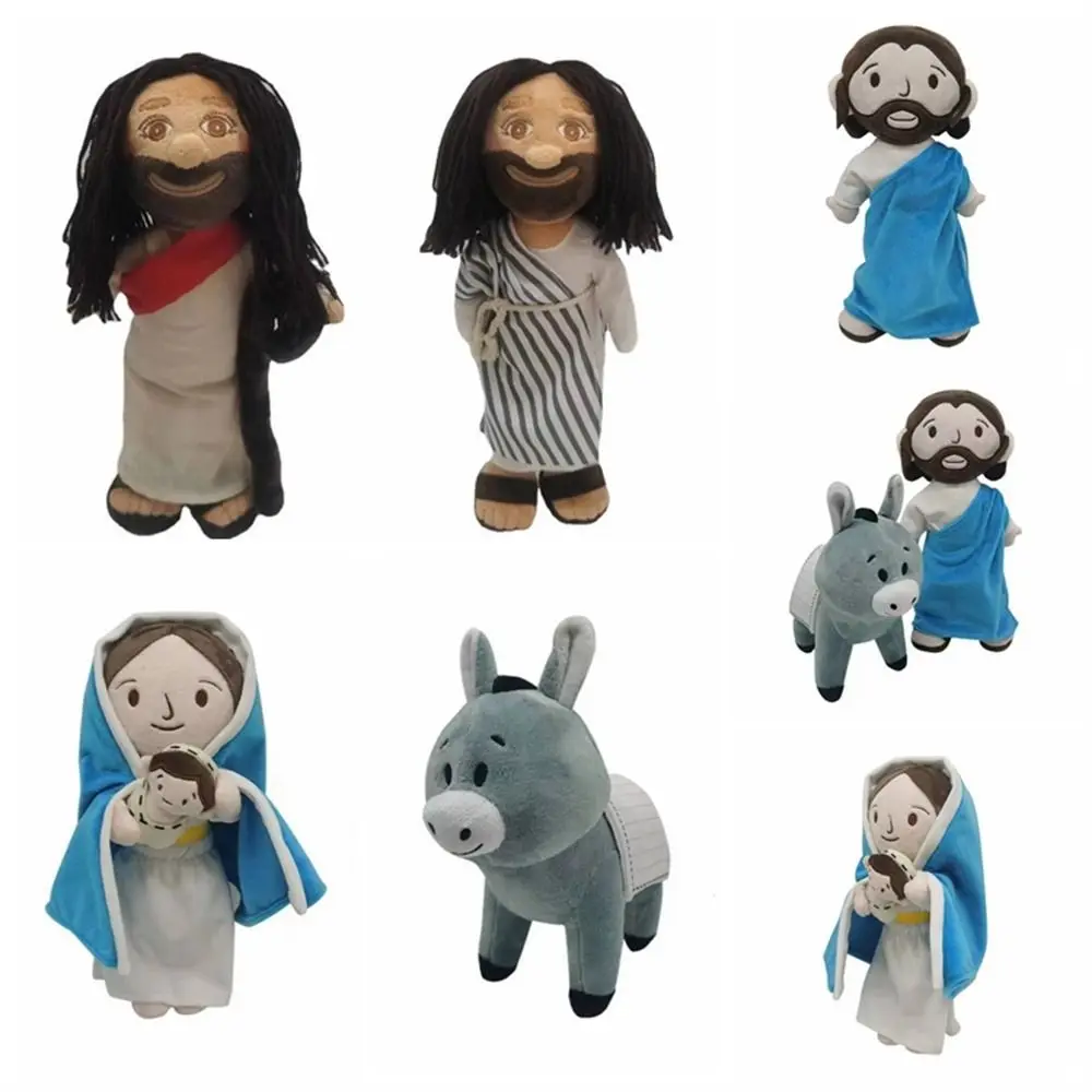 Classic Christ Religious Jesus Plush Toy Savior Jesus Stuffed Figurine Virgin Mary Stuffed Doll with Smile Soft Room Decor