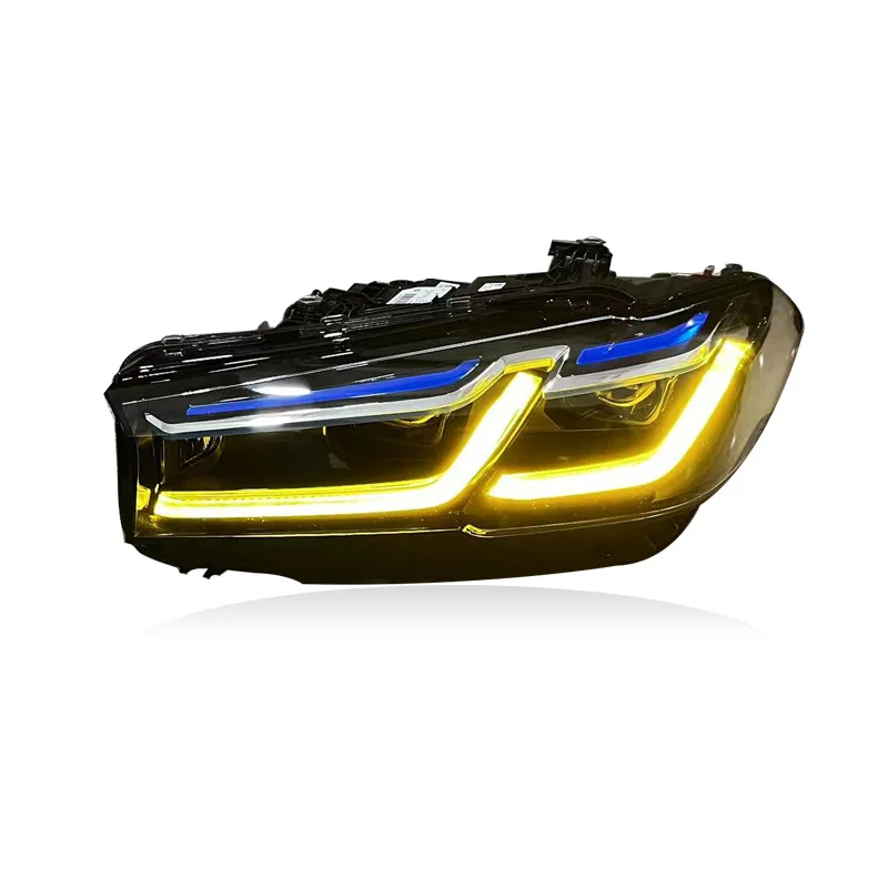 Car Headlight For BMW New 5 Series G30 G38 2021-223 Blue Eyebrow Front Lamp Assembly Two-Tone Version Head Light Accessories