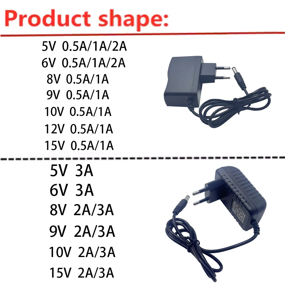 5 فولت 6 فولت 8 فولت 9 فولت 10 فولت 12 فولت 15 فولت 0.5A 1A 2A 3A العالمي التيار المتناوب/تيار مستمر محول التيار الكهربائي مهايئ شاحن الاتحاد الأوروبي الولايات المتحدة لشرائط مصباح ليد CCTV #4