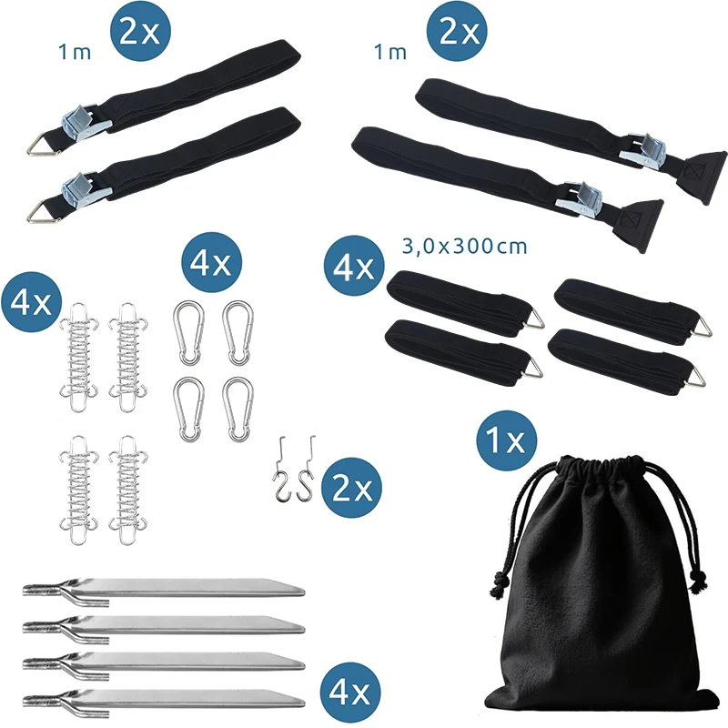 4-Point RV Awning Storm Tie Down Kits With Piping Strip Universal For Dometic Thule Fiamma Awning Storm Protection Accessories