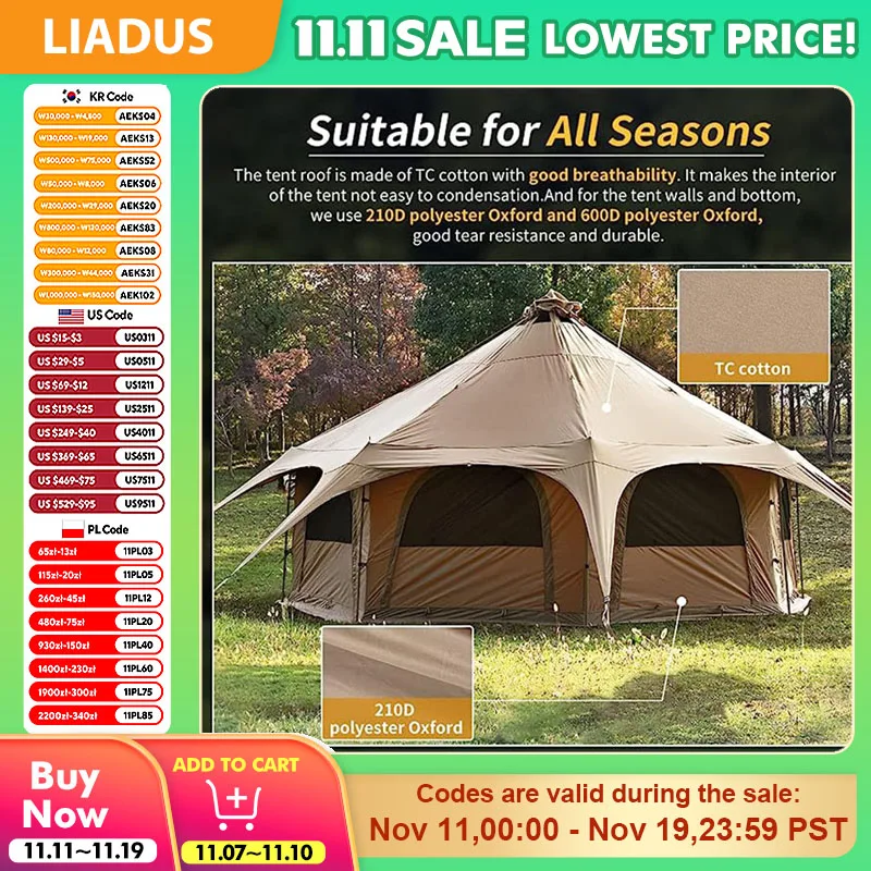

Rainproof Cotton Canvas Outdoor Circus Tent Large 4 Season Yurt Camping Park Family Tent for All Weather Conditions Waterproof