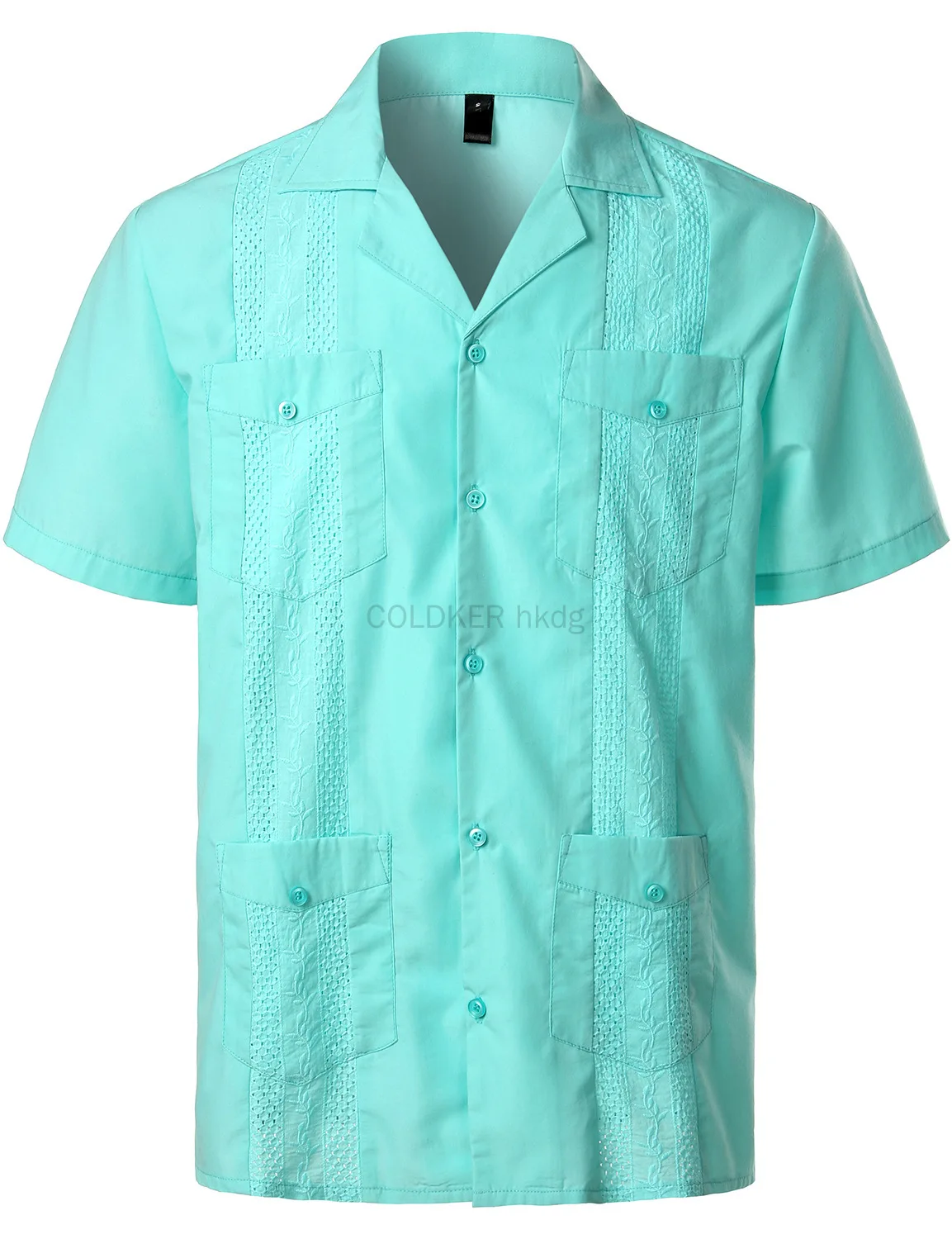 Weiße Kurzarm Button-Down kubanische Guayabera-Shirts für Männer Baumwolle formelles Hemd für Jungen traditionelles Kostüm Sommer Strand Tops