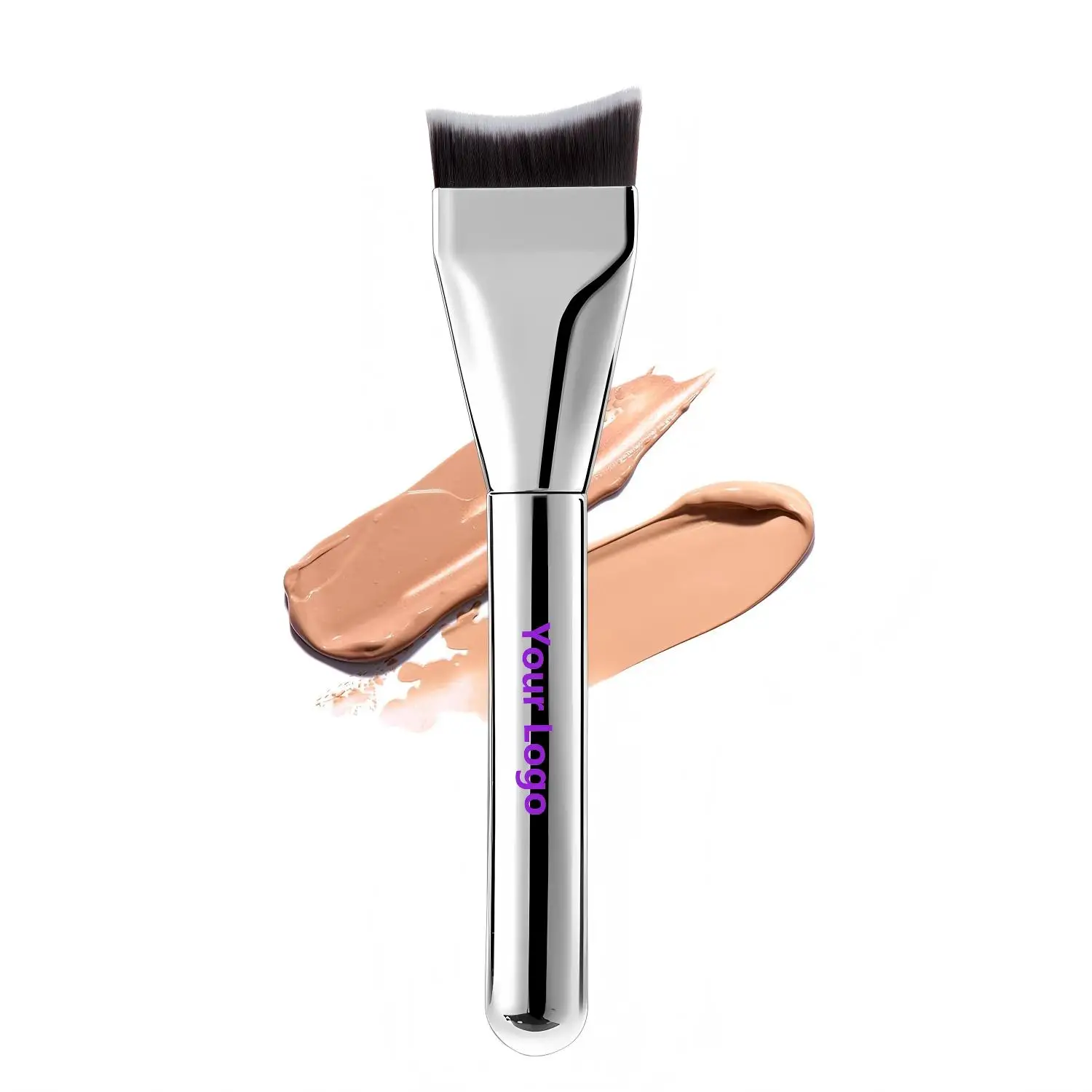 

Кисть для тональной основы с плоской угловой головкой ‌ Кисть для тональной основы с тонкой бесшовной ручкой из синтетического ворса, инструмент для макияжа под собственной торговой маркой