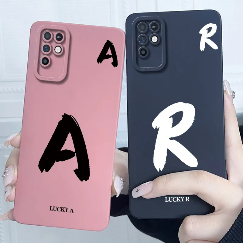 For Infinix Note 10 Case Cover X693 Lucky Initial Letter Silicone Soft Matte Phone Bumper for Infinix X695 Note 10 Pro Casing