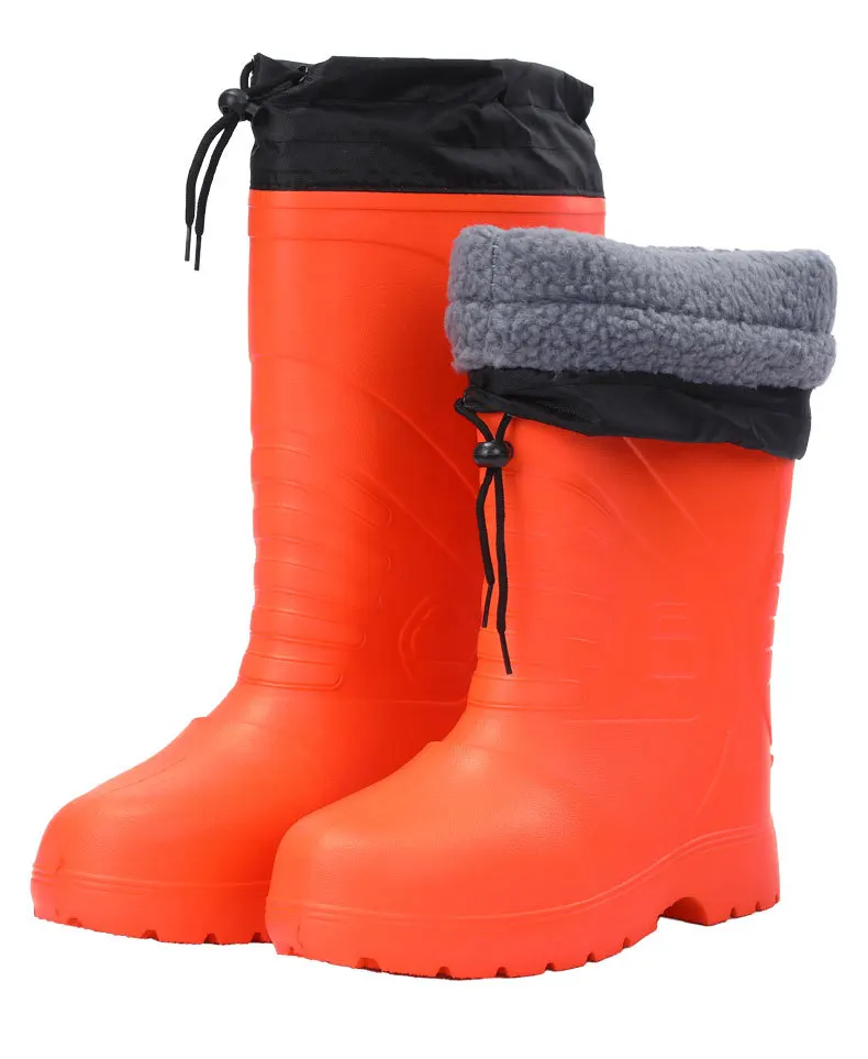 New Men Fashionable Knee-high Rain Boot Waterproof EVA Warm Rain Boots Outdoor Safety Water Shoe Men Fishing Car Wash Work Shoes