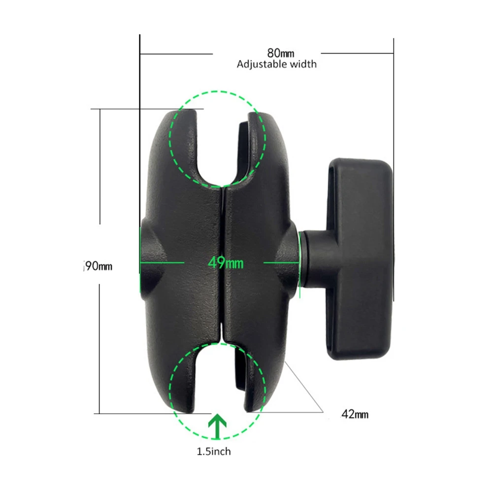 Alumínio Alloy Double Socket Arm, adequado para RAM com 1.5 Polegada Ball Base Mount, motocicleta câmera de extensão, 9cm Comprimento