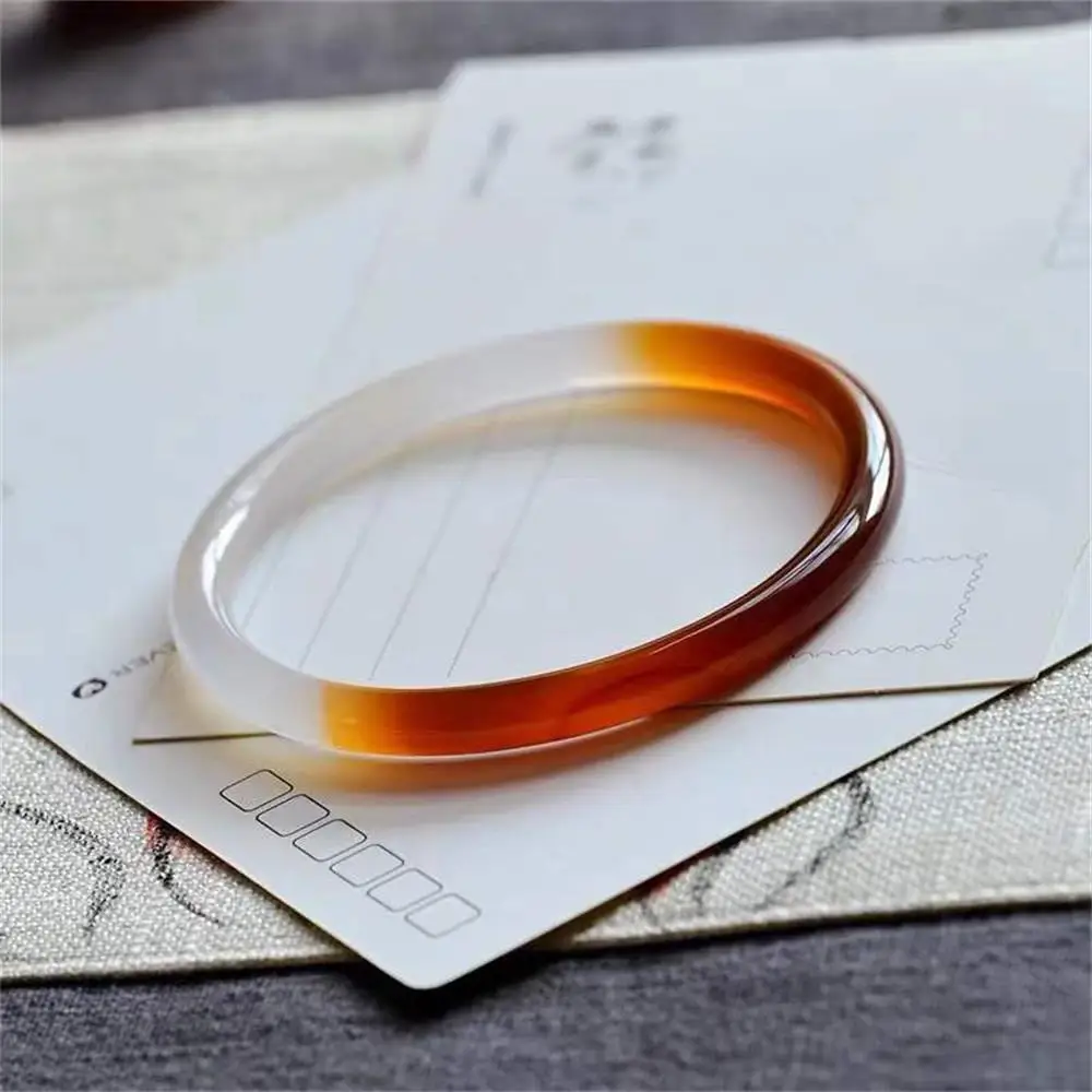 Natural Red Agate Lychee Jelly Half Wall River and Mountain Tinker Bell Bangle High-grade Exquisite Luxury Quality Fine Jewelry