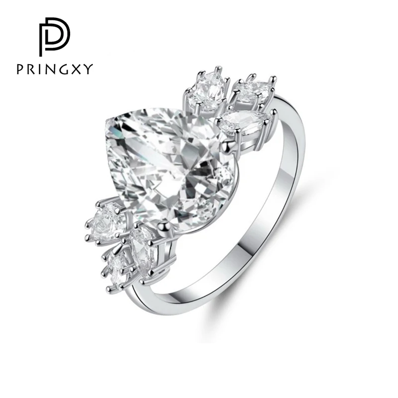 

PRINGXY 3ct, сердце, крыло, реальное искусственное серебряное кольцо, желтое бриллиантовое кольцо, женское столовое, тонкое ювелирное изделие, Подарок на годовщину девушки