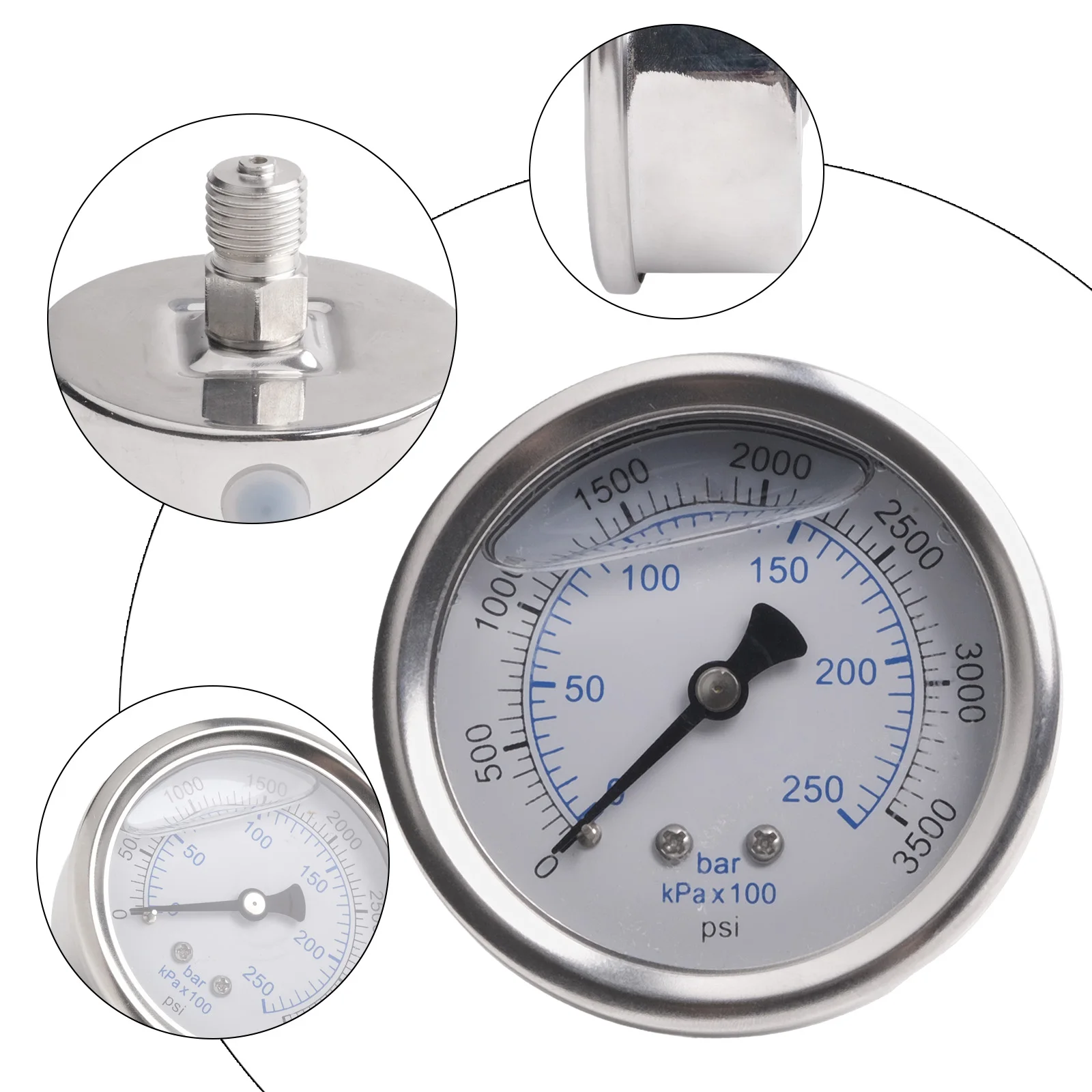 Meter Detector Pressure Gauge 5.5KW Alloy High Precision 0-250 Bar M14x1.5 Metal Pressure Gauge Pressure Washer Stainless Steel