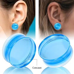 PAIR Acrylic Ear Gauges Light Blue Concave Solid Flare Ear Gauge Tunnels Plugs Ear Expander Stretcher Body piercing  Jewelry