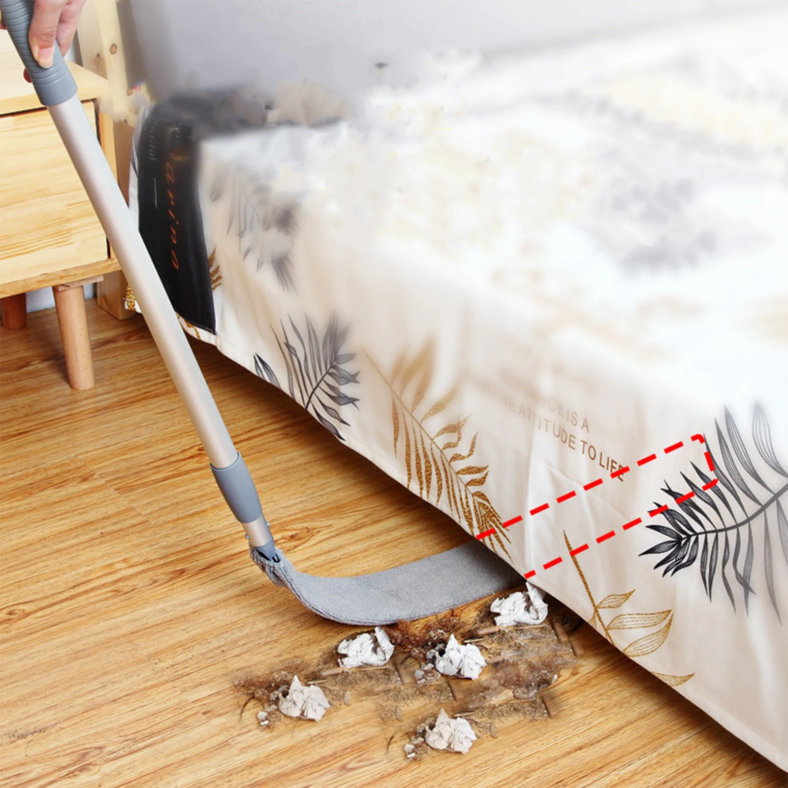 Gaps Dust Mop Microfiber Under Furniture & Appliance Mop with Extendable Stainless Steel Rod Wet and Dry Cleaning Tools