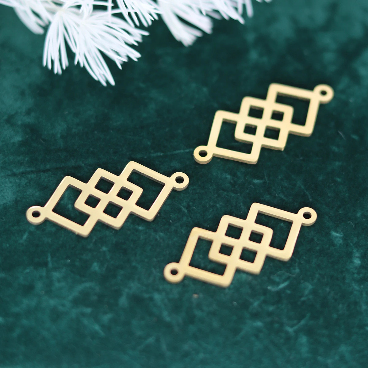 3pcs Geometric Pattern Triple Square Connector Stainless Steel Pendant Charms for Jewelry Making Necklace Earrings diy Supplies