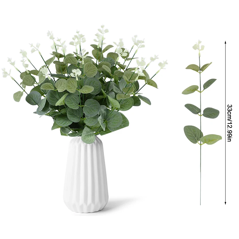 10/30pcs Eukalyptus blätter Zweig künstliche Kunststoff grüne Pflanzen Stamm für Hausgarten Vase Dekoration Hochzeits feier gefälschte Blume