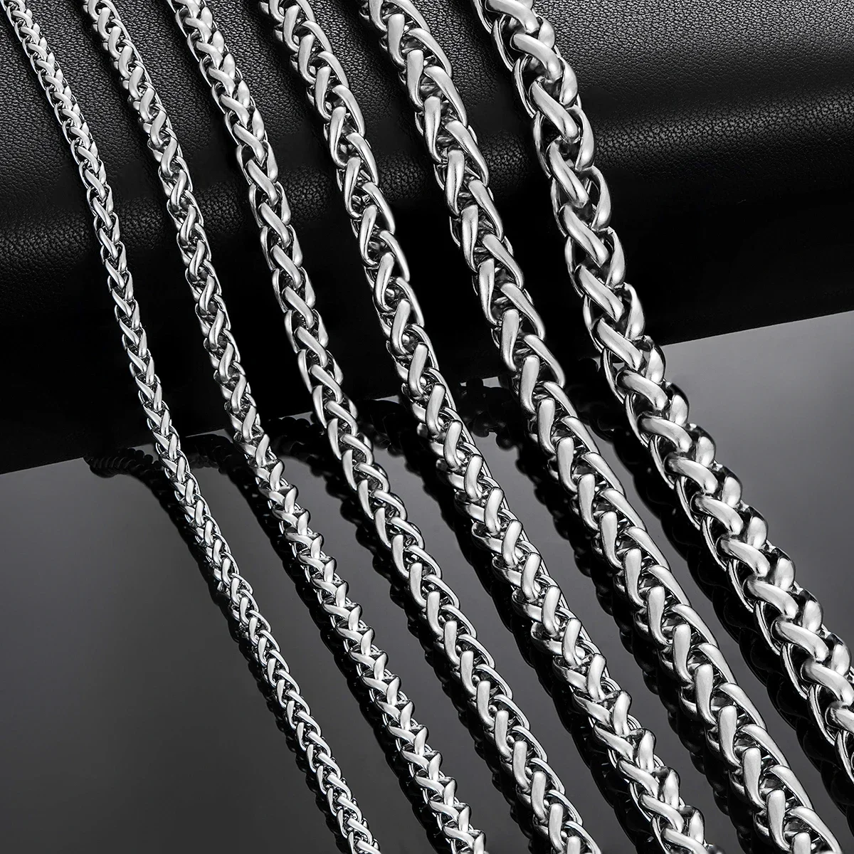 HIYEE 3mm/4mm/5mm/6mm/7mm/8mm Stackable Chain Stainless Steel Link Classic Curb Necklace for Men Women Jewelry 14 to 40 Inches