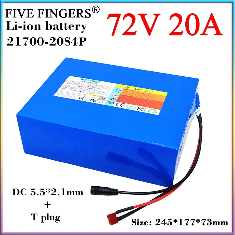 72V 20Ah 21700 Lithium Battery Pack Rechargeable 20S4P 3000W High Capacity Li-ion Cells ,For 84V Motorcycle backup power supply