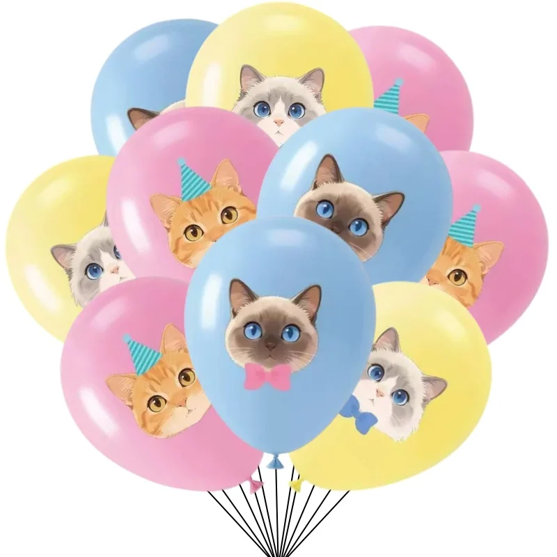 10/30 Stück Katzen-Latexballons, 12 Zoll, niedliche Kätzchen-Ballons für Kindergeburtstag, Babyparty, Haustier-Katzen-Themenparty-Dekorationen – Detail 5