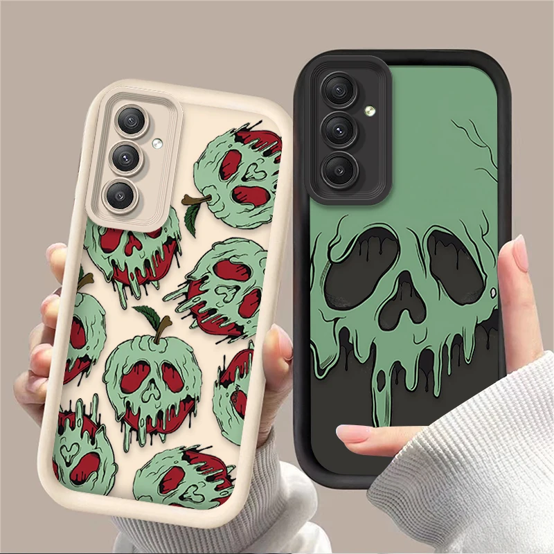 Silicone Phone Case For Samsung Galaxy S24 S23 S22 S21 Ultra Plus FE A54 A34 A14 A73 A53 A33 5G Snow White Apple Couple Cover