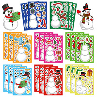 8/16PCS Christmas Snowman Make a Face Stickers, Waterproof Vinyl Decals for Laptop Phone Helmet Luggage Fridge