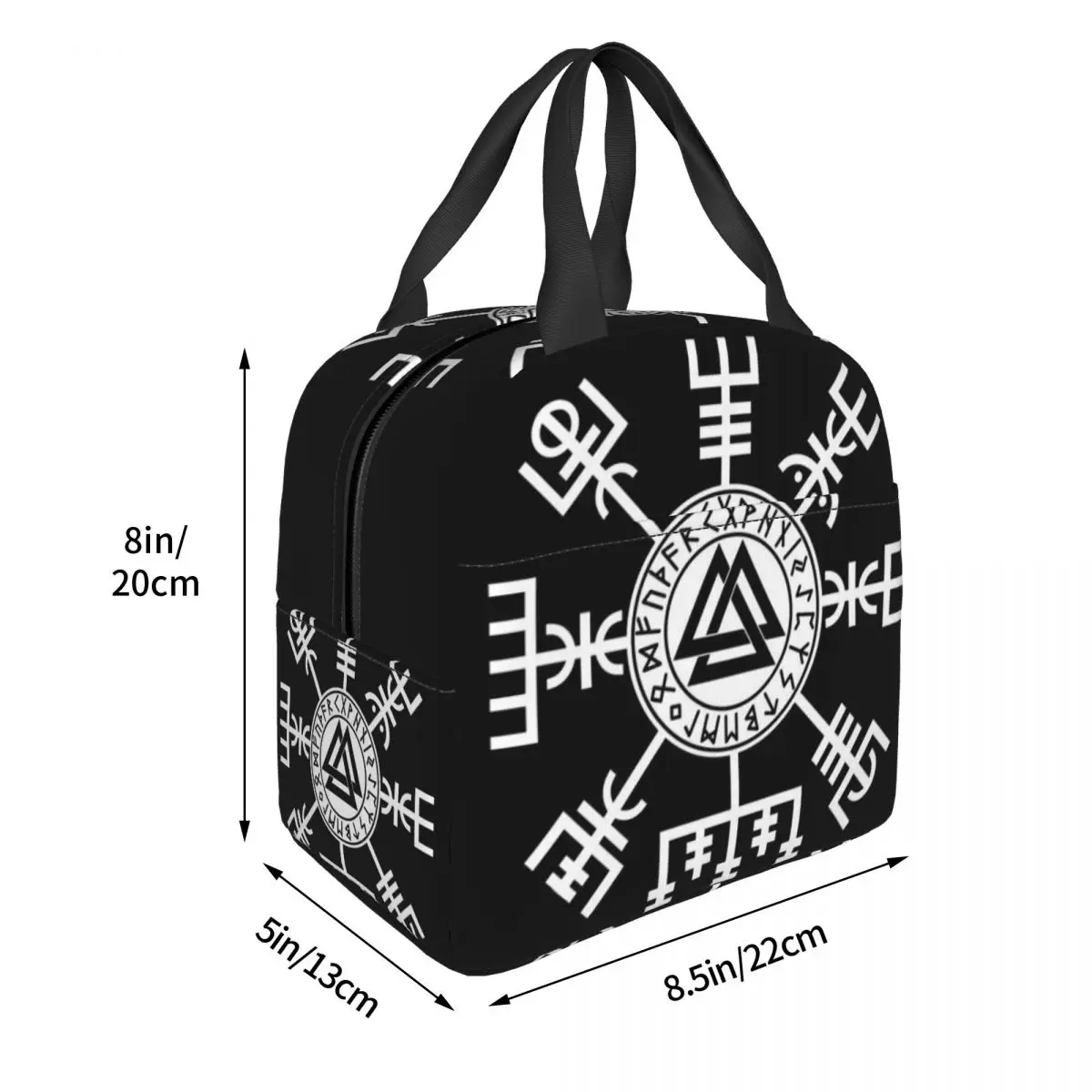 Viking Compass Vegvisir Valknut Symbol Runes Viking Lunch Bags Insulated Bento Box Portable Lunch Tote for Woman Student Office