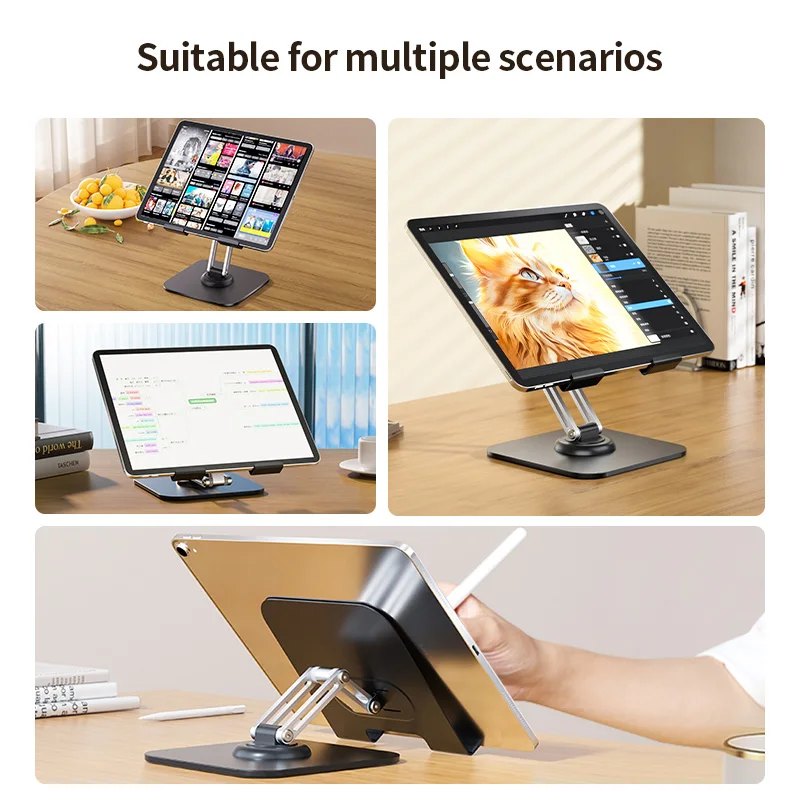 حامل iPad قابل للتعديل العالمي اللوحي حامل سطح المكتب الهاتف اللوحي دعم لملحقات Kindle/الشاشة/التبديل/iPad