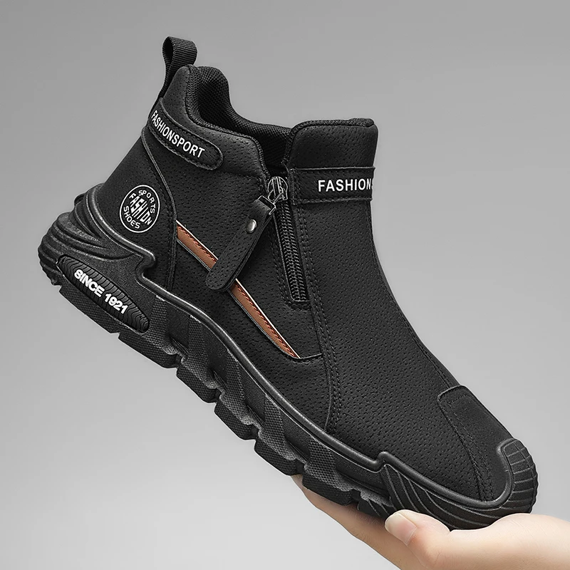 Zip Up Mid-top Men Boots Anti-collision Non-slip Shoes for Work &…