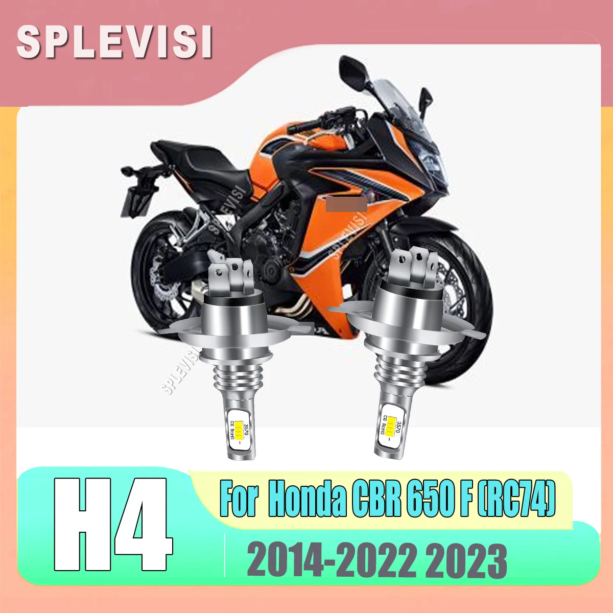 LED high and low beam lamp Headlight Bulbs 70W/Pair for Honda CBR 650 F (RC74) 2014 2015 2016 2017 2018 2019 2020 2021-2023