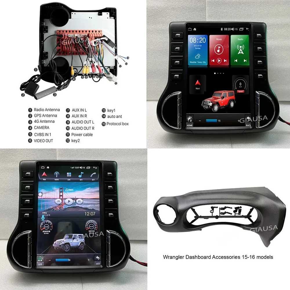 

Автомобильный радиоприемник в стиле Tesla, Android 13, для Jeep Wrangler 3 JK 2011-2017, мультимедийный проигрыватель, стерео, головное устройство с GPS-навигацией