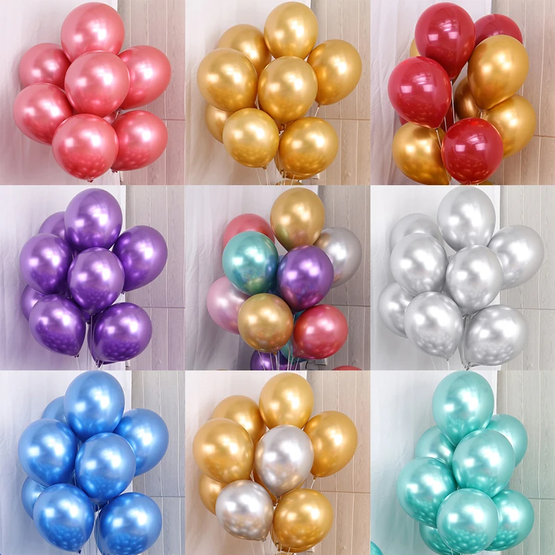 50pcs Metallic Luster Balloons Wedding Decoration Birthday Party Baby Shower Globos Gold Silver Blue Green Red Small Balloon