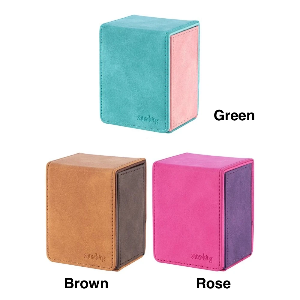 Vertical Single Slot PU Sheepskin Texture Card Box 80 Cards Fit Double Sleeved TCG Pokemon YuGiOh MTG Trading Card Storage Case