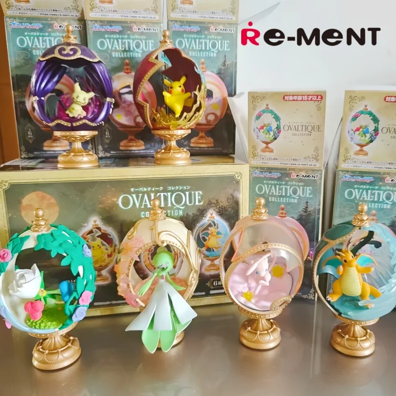 Re-Ment Pokemon Figures Ovaltique Collection Pikachu Gardevoir Dragonite Roserade Mimikyu Mew Pvc Model Birthday Gift Toy