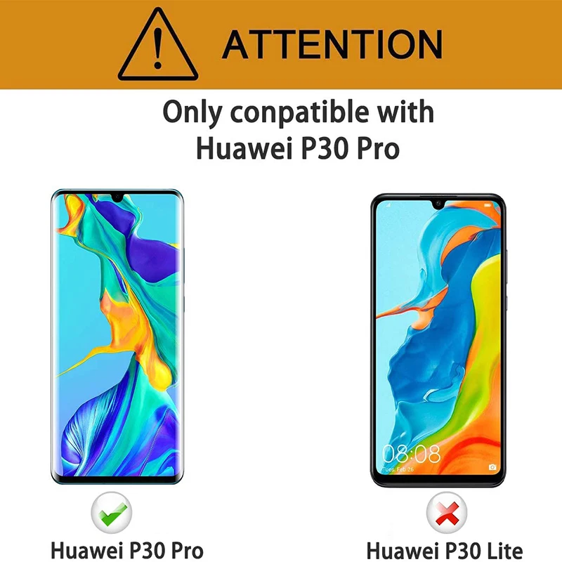 9H Curved Four Sides Glue Tempered Glass Film For Huawei P30 Pro P40 Pro P50 Pro 2/4 PCS HD Screen Protector Glass