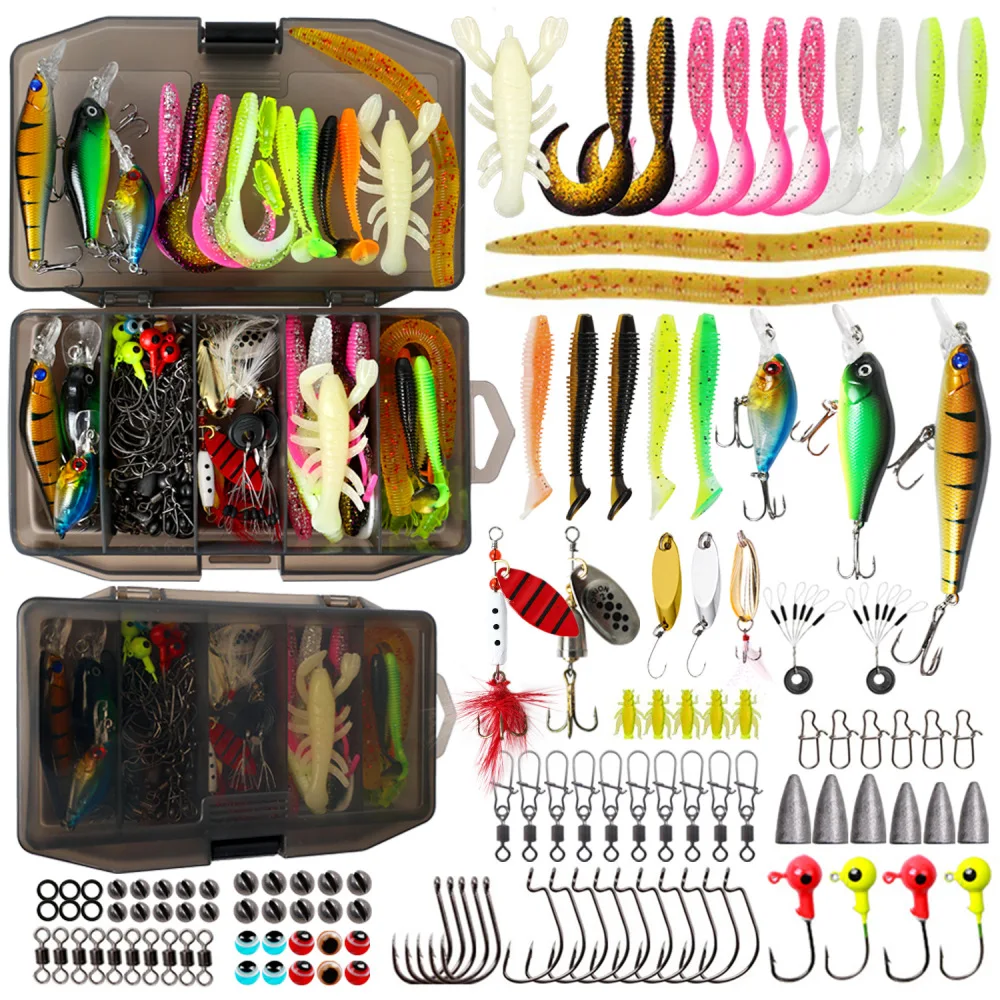 120 PCS/Set Artificial Fishing Bait VIB Fishing Bait Set Mixed Tackle Fishing Accessories With Tackle Box For Beginners