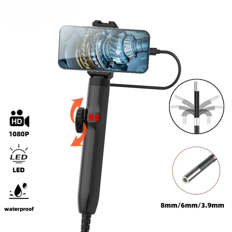 

6mm/8mm 360° Articulating Borescope Endoscope Camera with Light