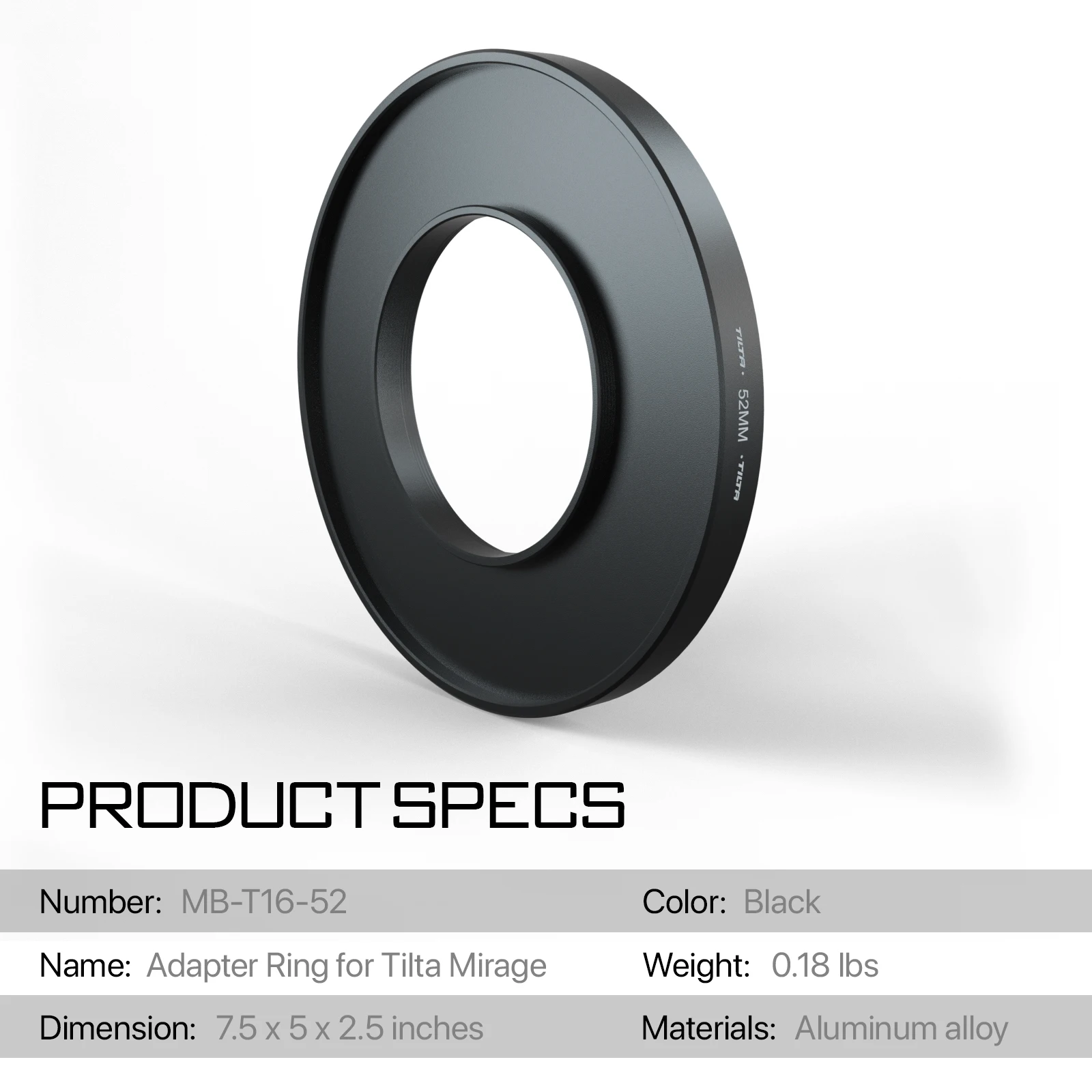 TILTA Bague Adaptateur Objectif MB-T16 52mm 55mm 58mm 62mm 67mm 72mm 77mm 82mm 86mm Bague pour 4x5.65 Mirage 256 Box VND Accessoires