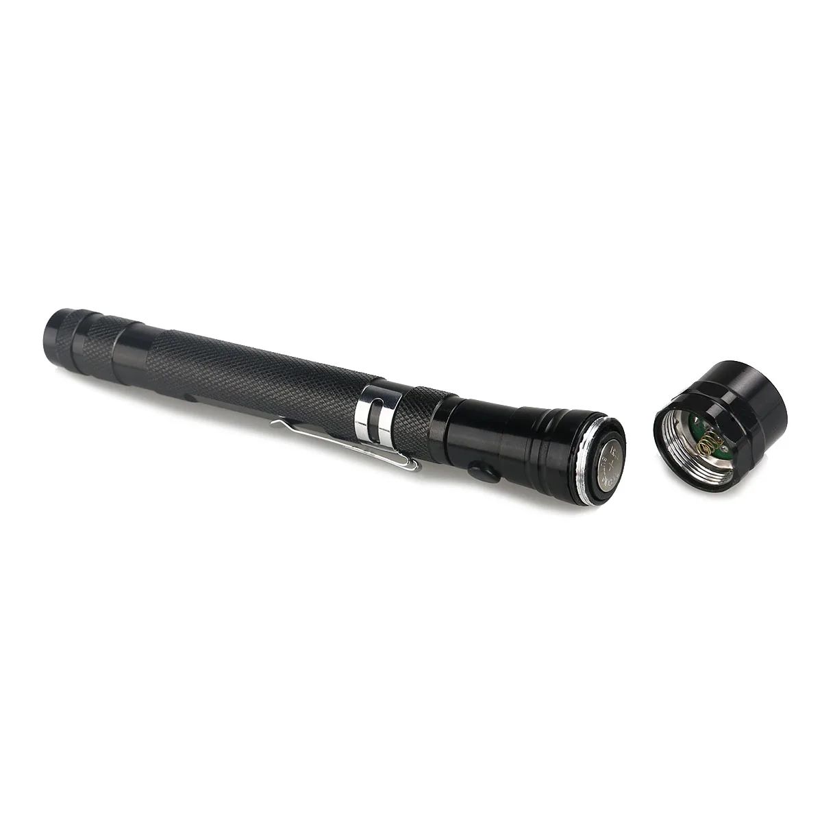 

3LED Black Flashlight 55cm Extendable 360°Flex Head Magnetic Base Telescopic Lamp LR44 Batteries Hand-Free Metal Surface