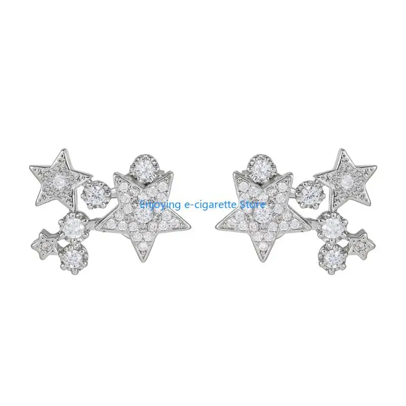 Daily Styling Earphone Outfit Accessory Pair with Star Cluster Clear Stone Detail, Decorative Open-Ear Accent for Wear Y4QF